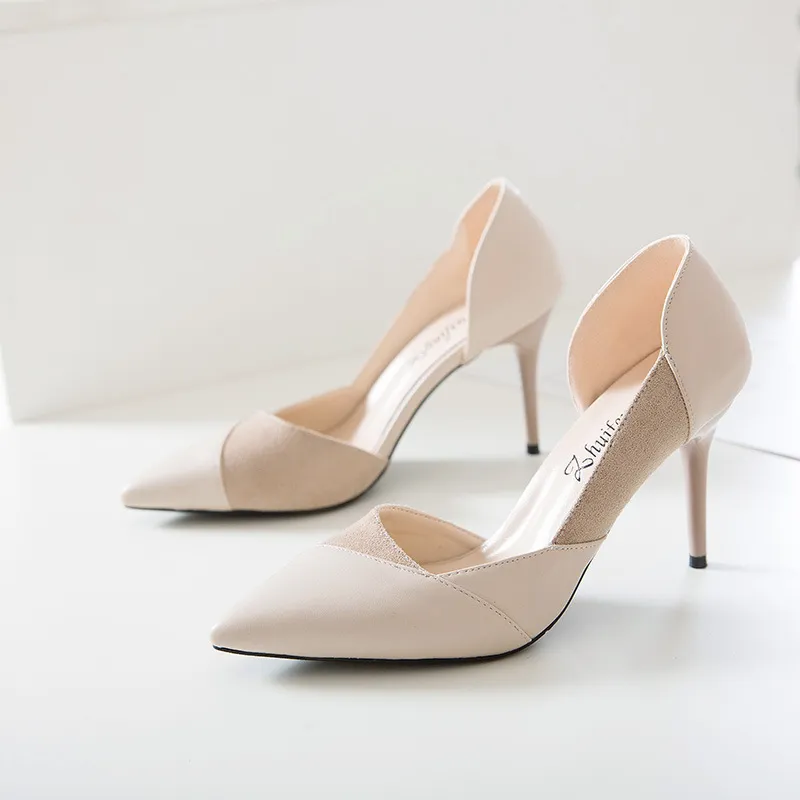 Side stitching low heels - Apricot