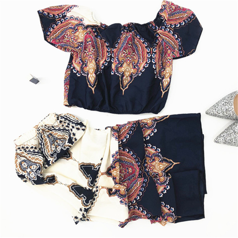 Ethnic style summer retro printed skirt