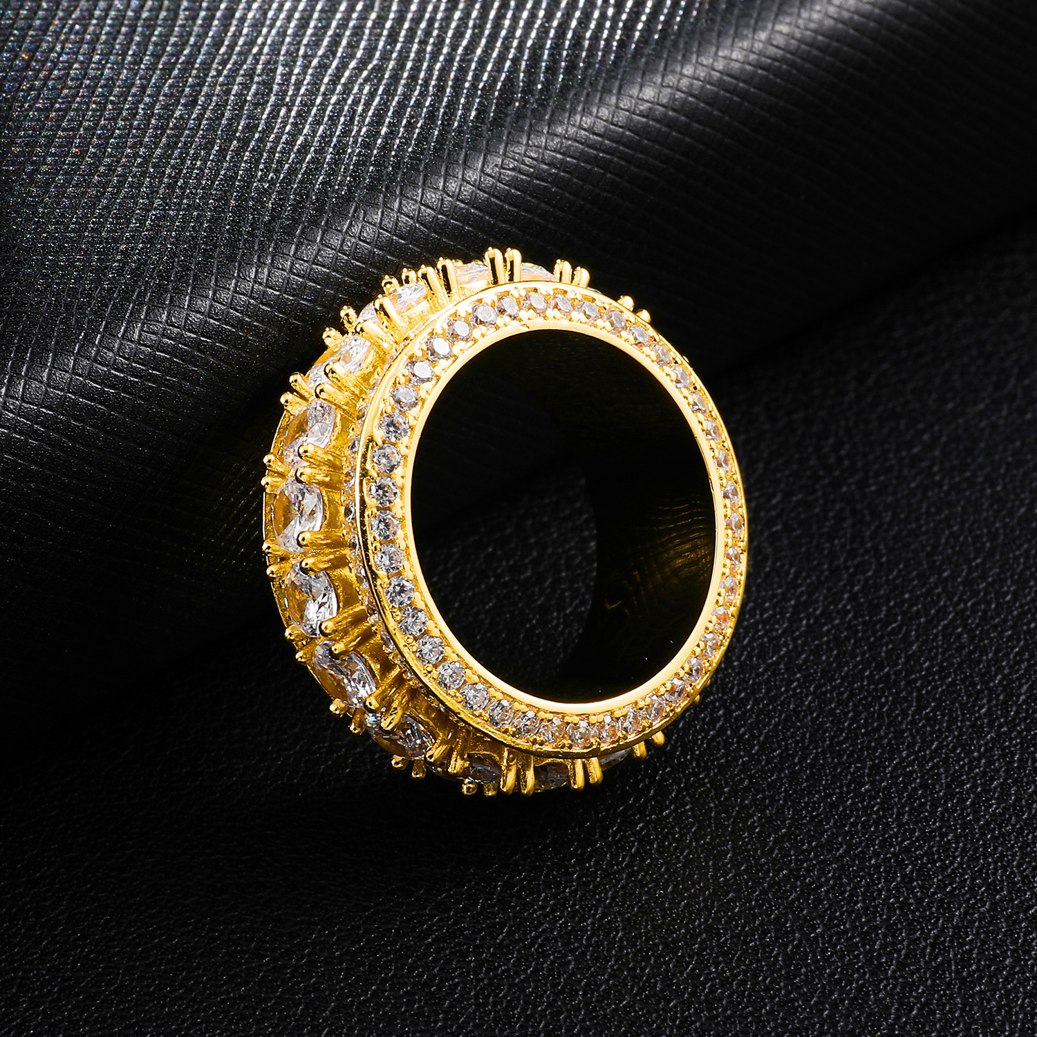 Gold-plated micro-set zircon ring