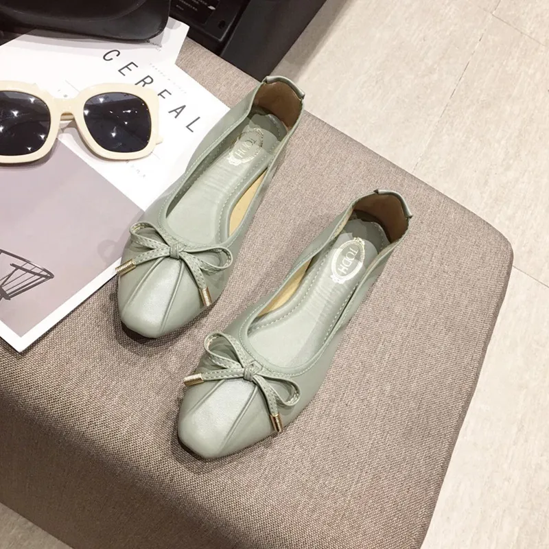 Microfiber soft bottom flat women's shoes - Green