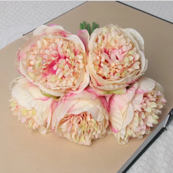 Artificial flower bride holding hands and pegging five peony Rose Red - Shop at LoveMi