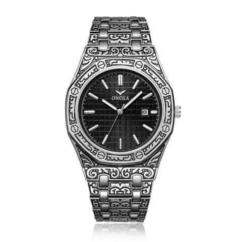 ONOLA Vintage Carved Watch Man Waterproof Original Steel Band