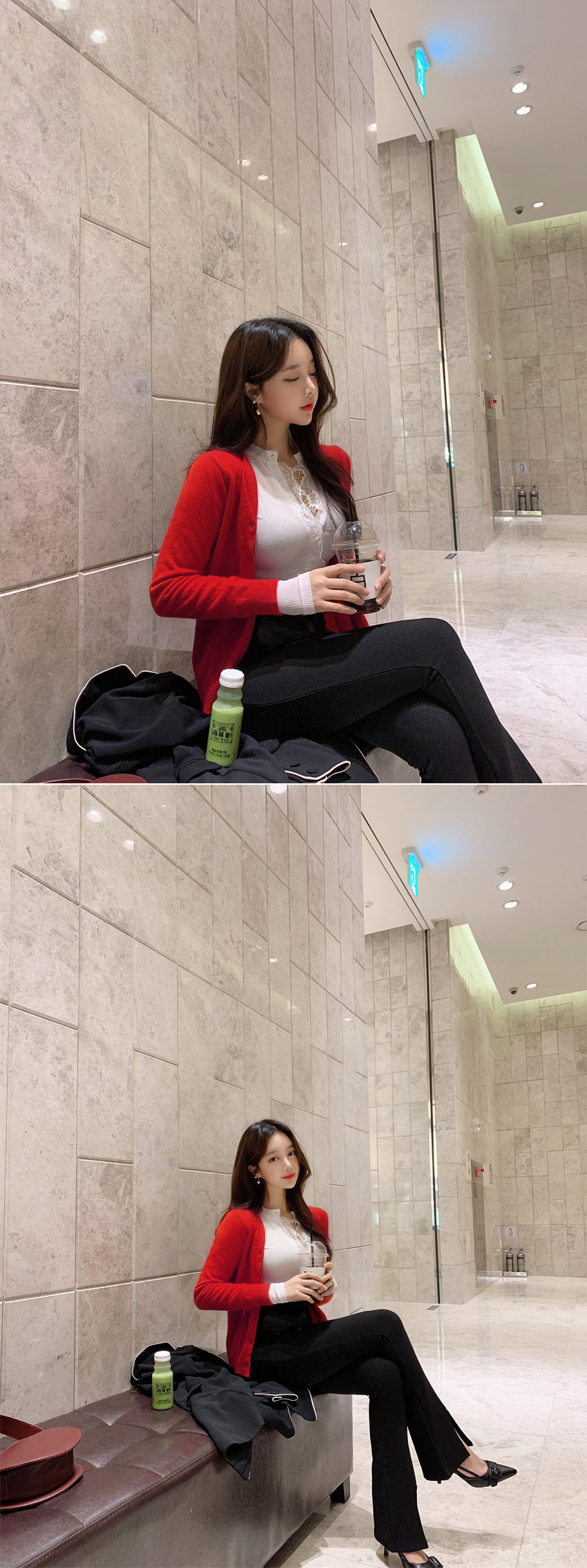 Lace Trim Half-open Collar Slim T-Shirt Women's