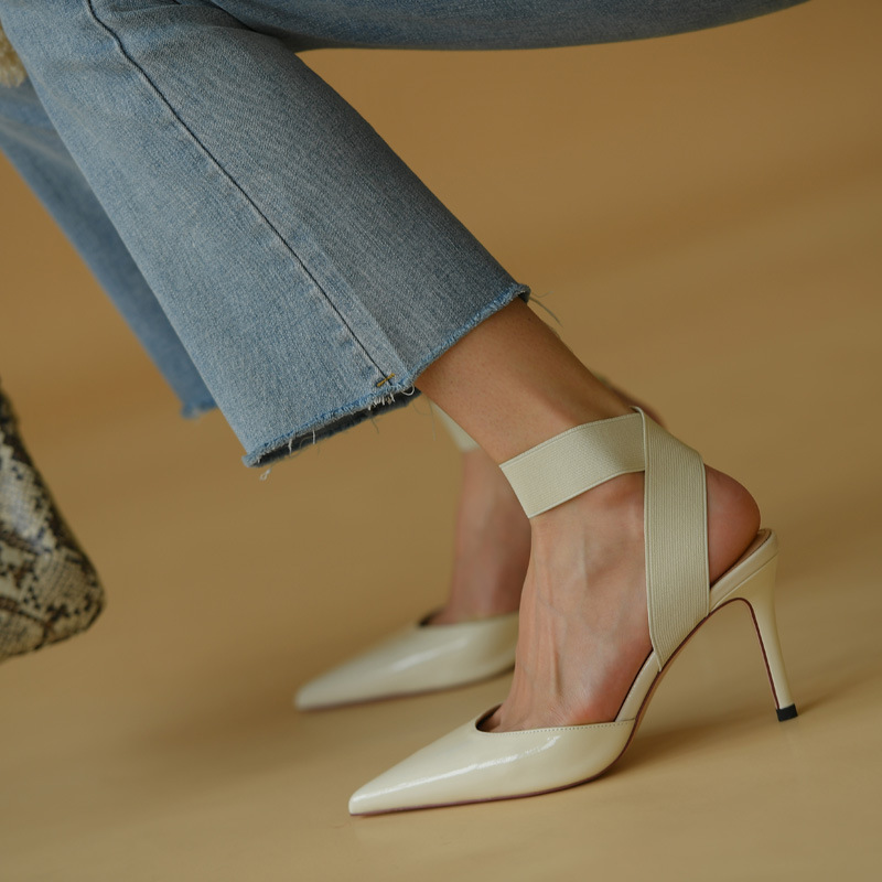 Women's lace-up stiletto heel shoes