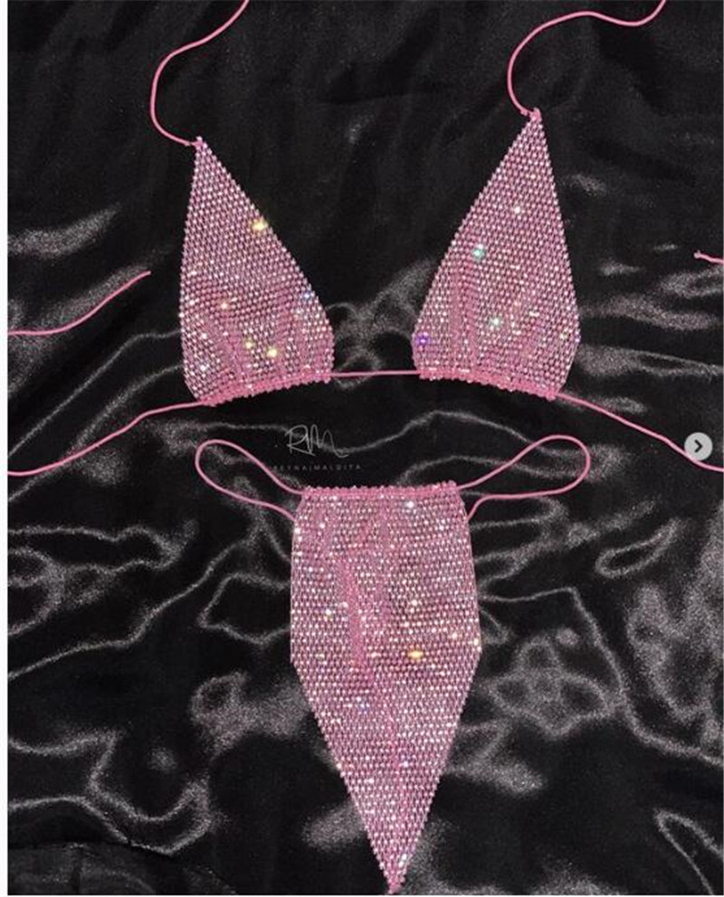 Granite Rhinestone Triangle Flash Diamond Bikini