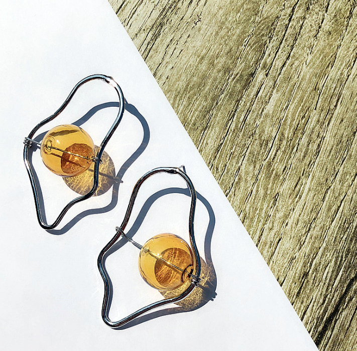 Simple transparent glass ball stud earrings