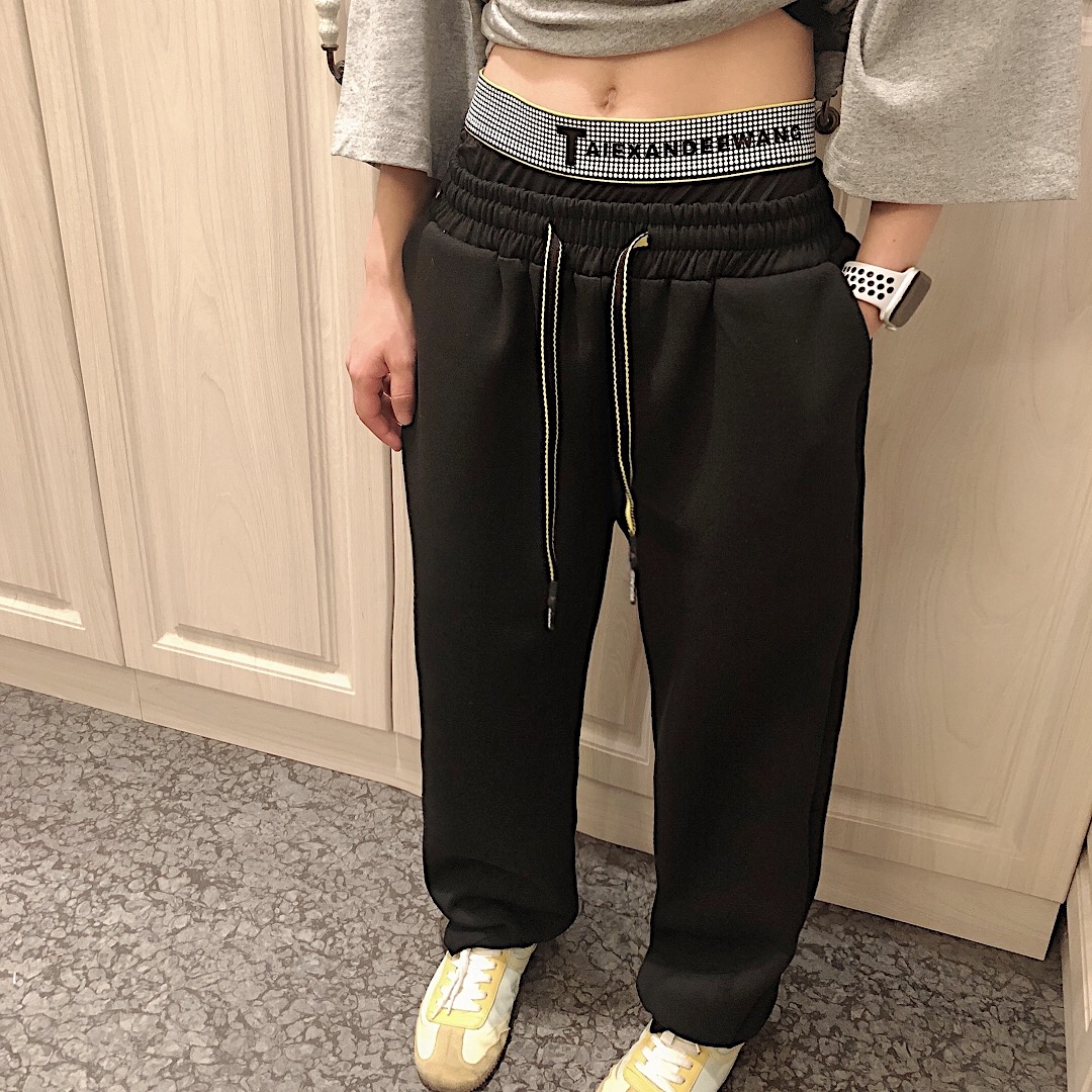 Double stitching track pants Black - Shop at LoveMi