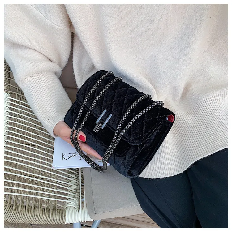 Velvet Crossbody Bag - Black