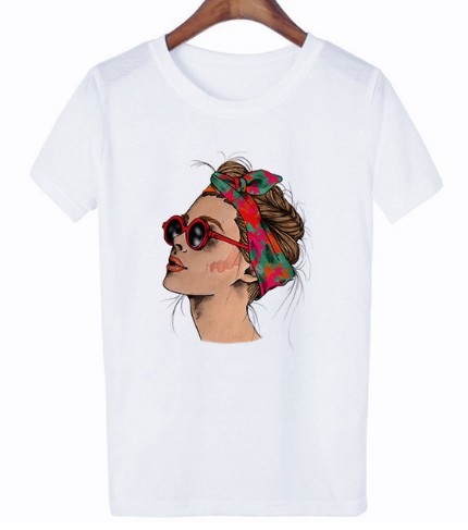 Women's printed round neck short sleeve T-shirt