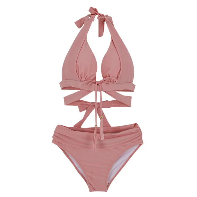 Split bikini two piece suit Pink - Shop at LoveMi