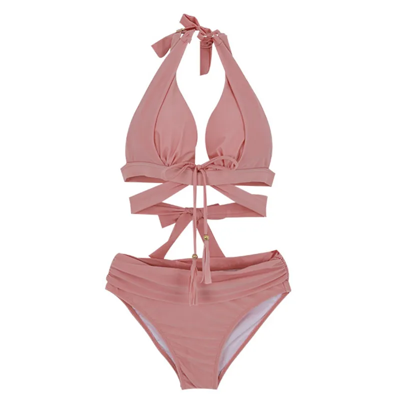 Split bikini two-piece suit - Pink