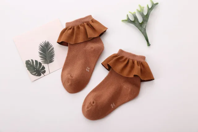 Lovely Ruffles Knitted Socks Brown - Shop at LoveMi