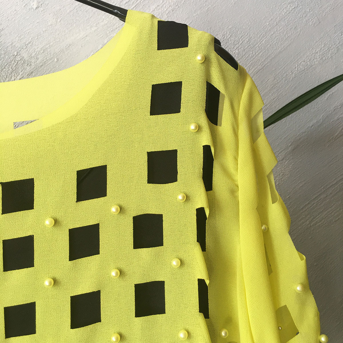 Chiffon Hollow Beaded Checkered Vest Skirt 2-Piece Set