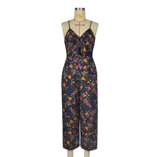 Backless Sleeveless Jumpsuit Blue - Shop at LoveMi