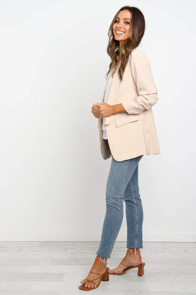 Solid color long sleeve jacket Pink - Shop at LoveMi