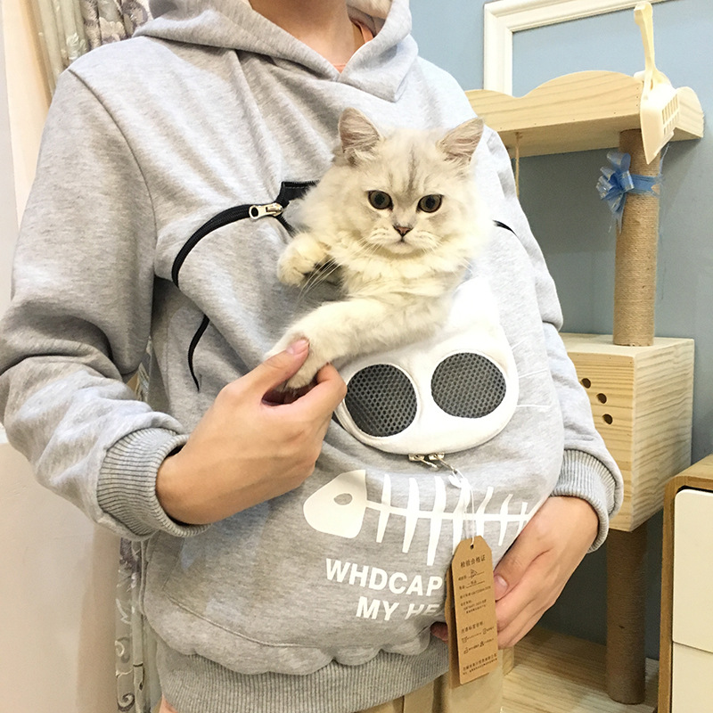 Damen Katzen Hoodie mit Haustierbeutel - süßes Sweatshirt, Langarm, kuscheliges Oberteil - Bild 8 von 12