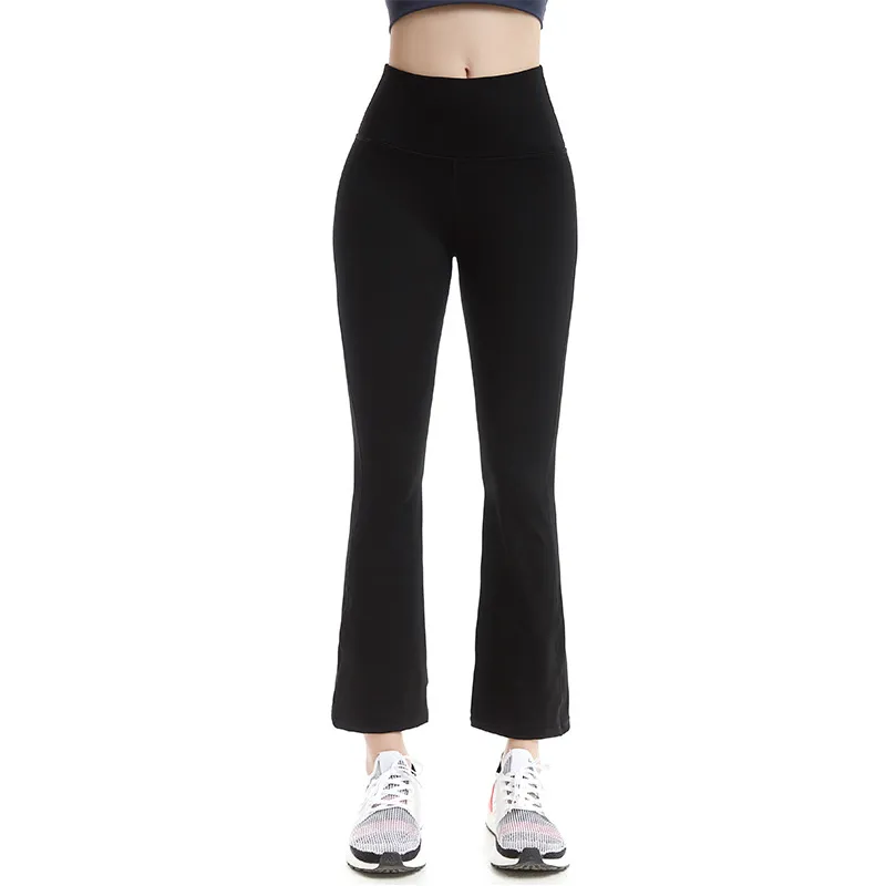 Flared Wide Leg Yoga Pants - Black