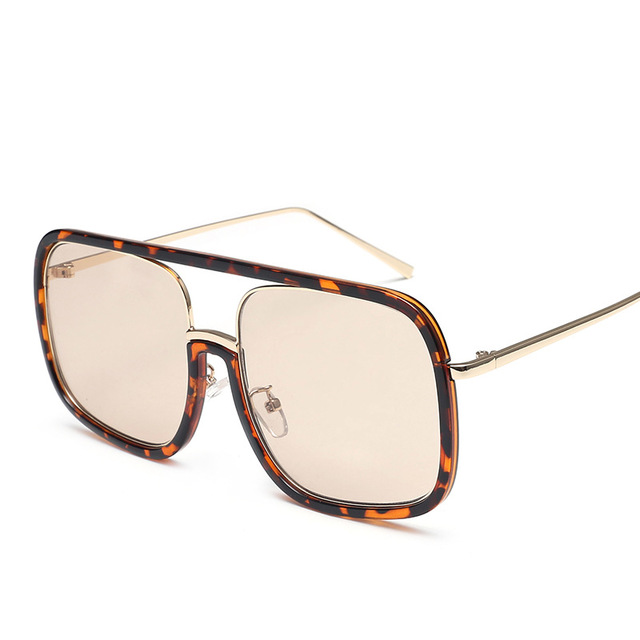 Square Sunglasses Transparent Frame Flat Lens