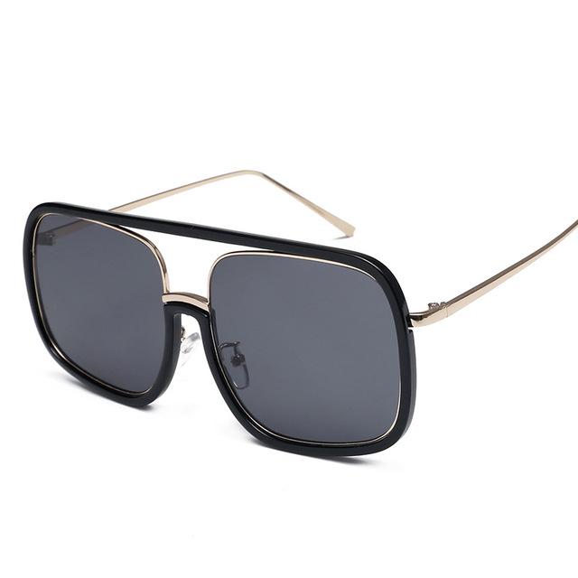 Square Sunglasses Transparent Frame Flat Lens