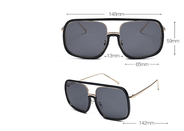 Square Sunglasses Transparent Frame Flat Lens