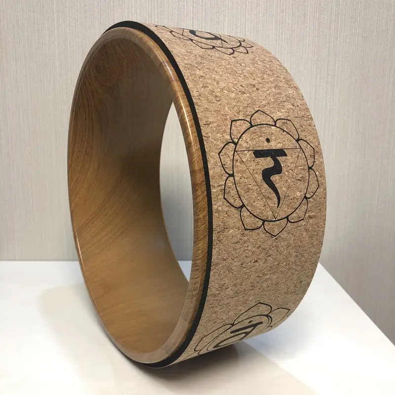 Cork Yoga Wheel Wood Grain Printing Hoop