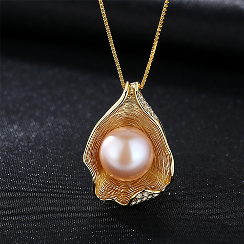 Women's Pearl Pendant Sterling S925 Silver Necklace Charming Look - Picture 9 of 10