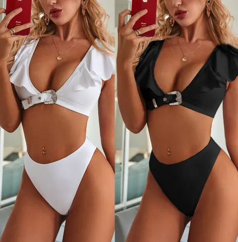 Ruffle Bikini Sexy Split Swimsuit Women's Swimwear