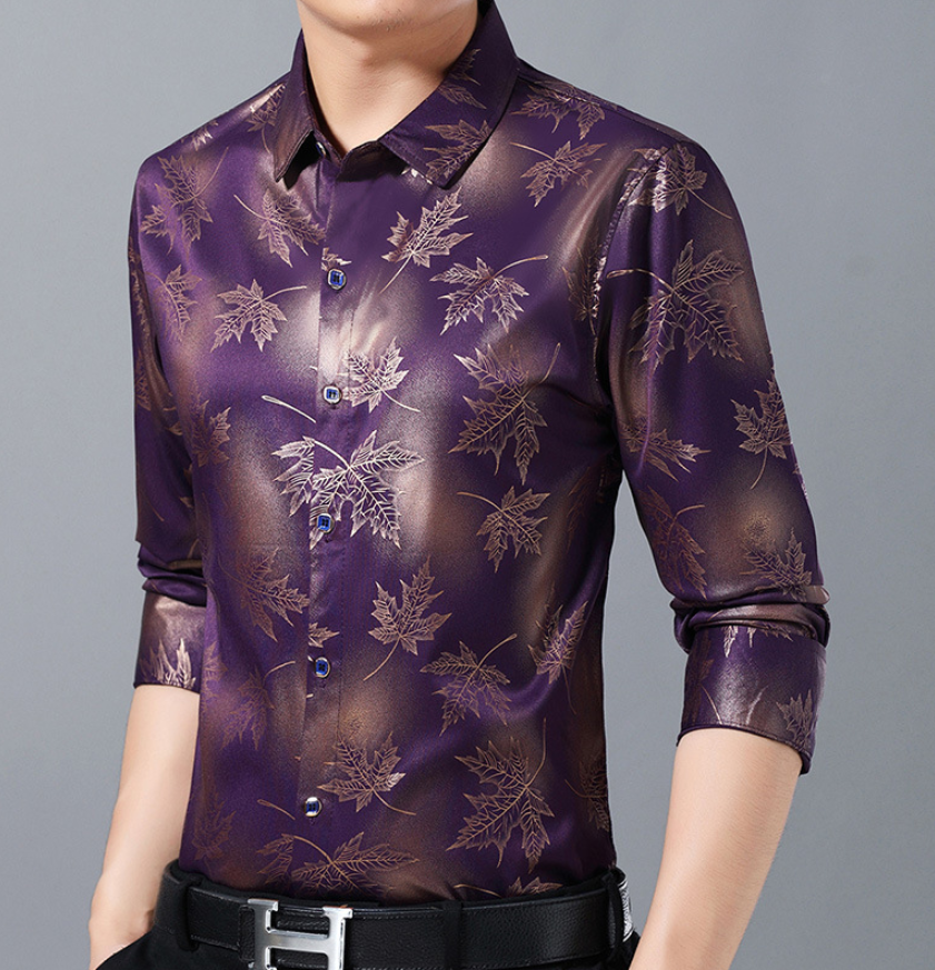 Printed Men's Casual Long Sleeve Shirt