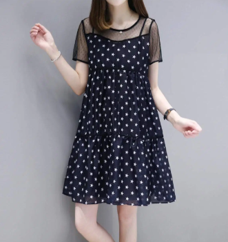 Womens Star Print A-Line Dress