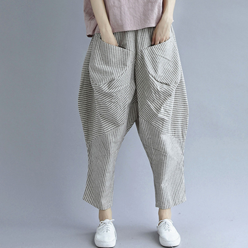 Title 2, Pantalon casual rayé en coton et lin