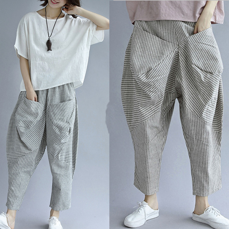 Title 5, Pantalon casual rayé en coton et lin