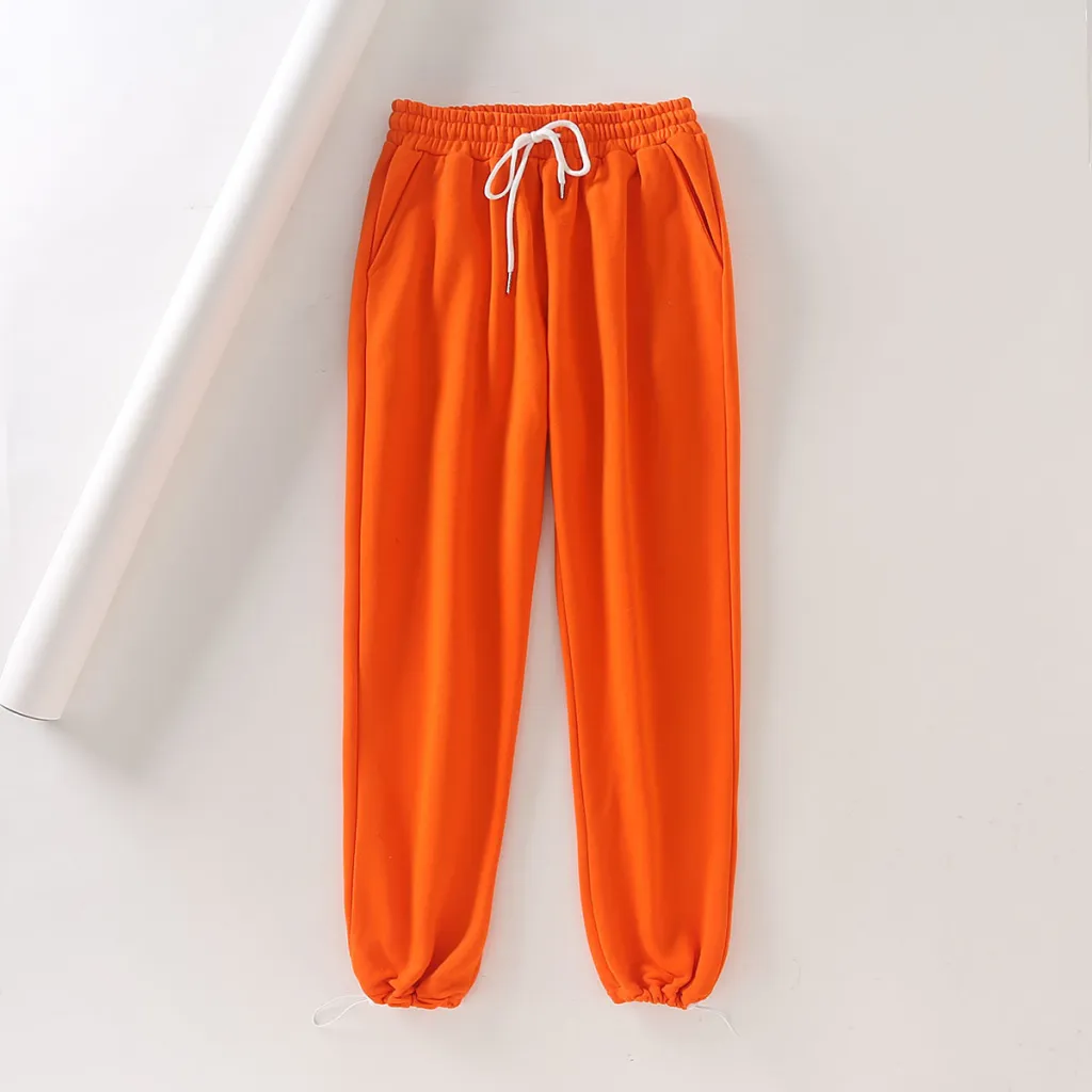 Women's Loose Casual Sports Pants - Orange