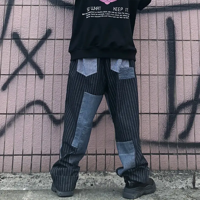 Beggar patch color-block jeans
