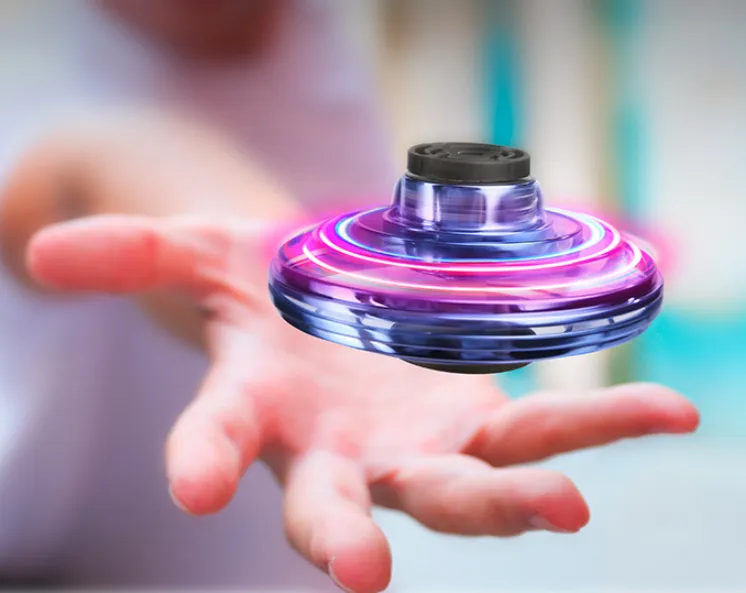 Mini Fingertip Gyro Interactive Decompression Toy Drone LED UFO Type Flying Helicopter Spinner Toy Kids – image 2