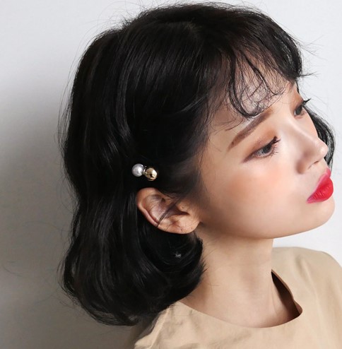 Retro metal pearl hair clip word clip