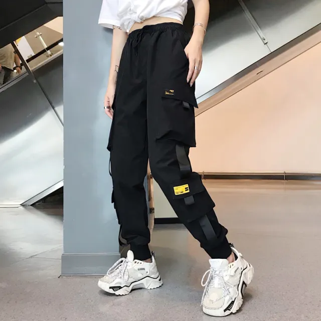 style beam foot sports overalls female students Black - Shop at LoveMi