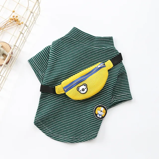 Striped T Shirt Teddy Dog Pet Costume Green - Shop at LoveMi