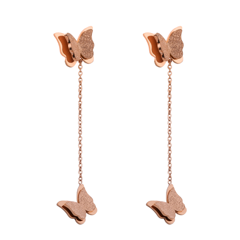 Titanium Steel Earrings Studs Long Tassel