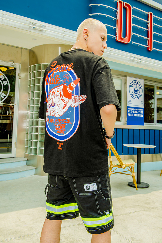 Retro space bear T-shirt summer new loose