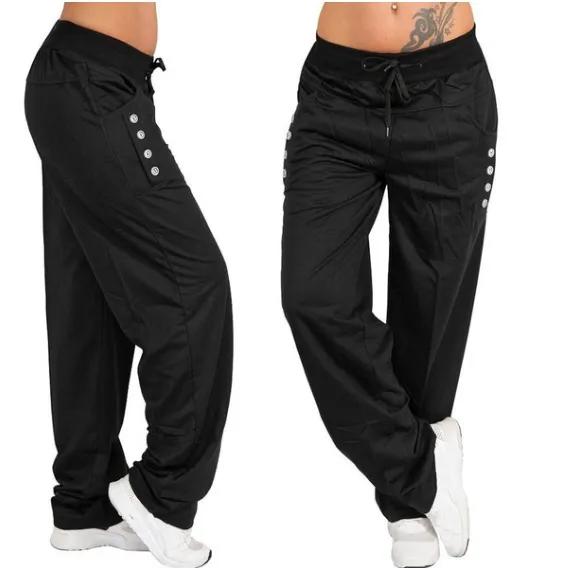 Casual Loose Straight Trousers Black - Shop at LoveMi