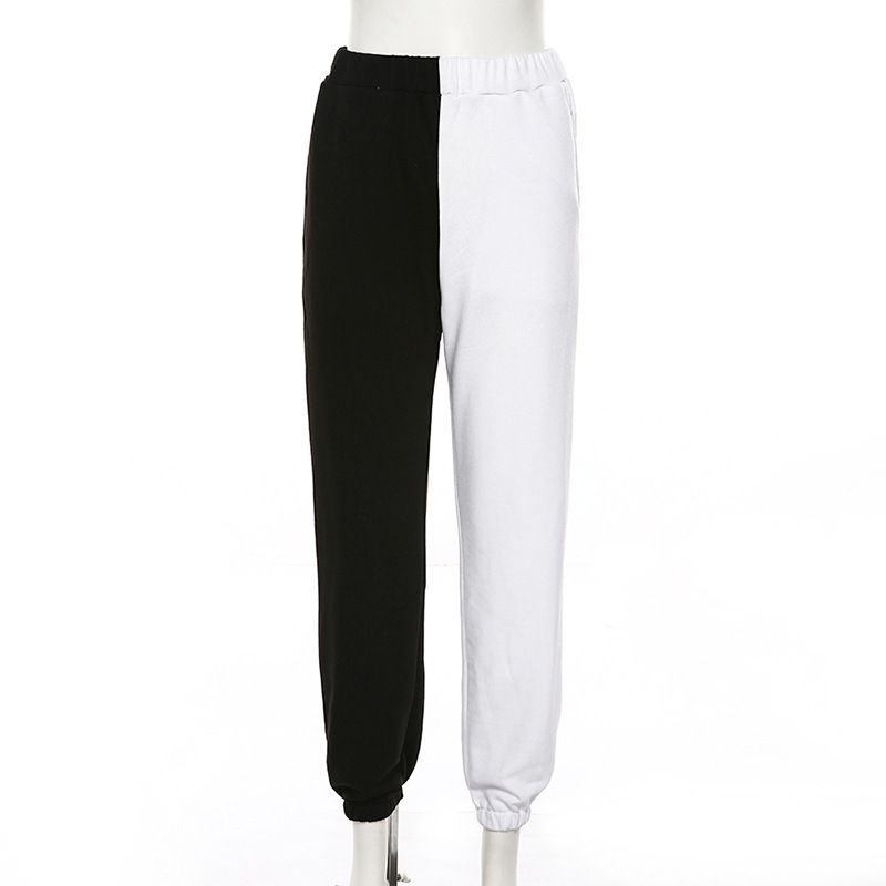 High waist stitching casual pants