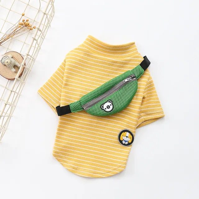 Striped T Shirt Teddy Dog Pet Costume Yellow - Shop at LoveMi