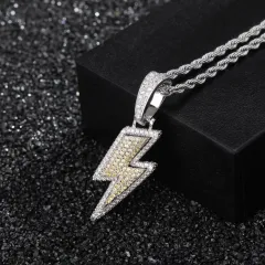Full zircon personality hip-hop hipster necklace - Silver - View 1