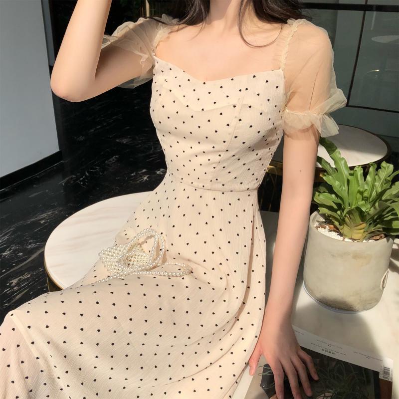 Polka-dot mesh dress