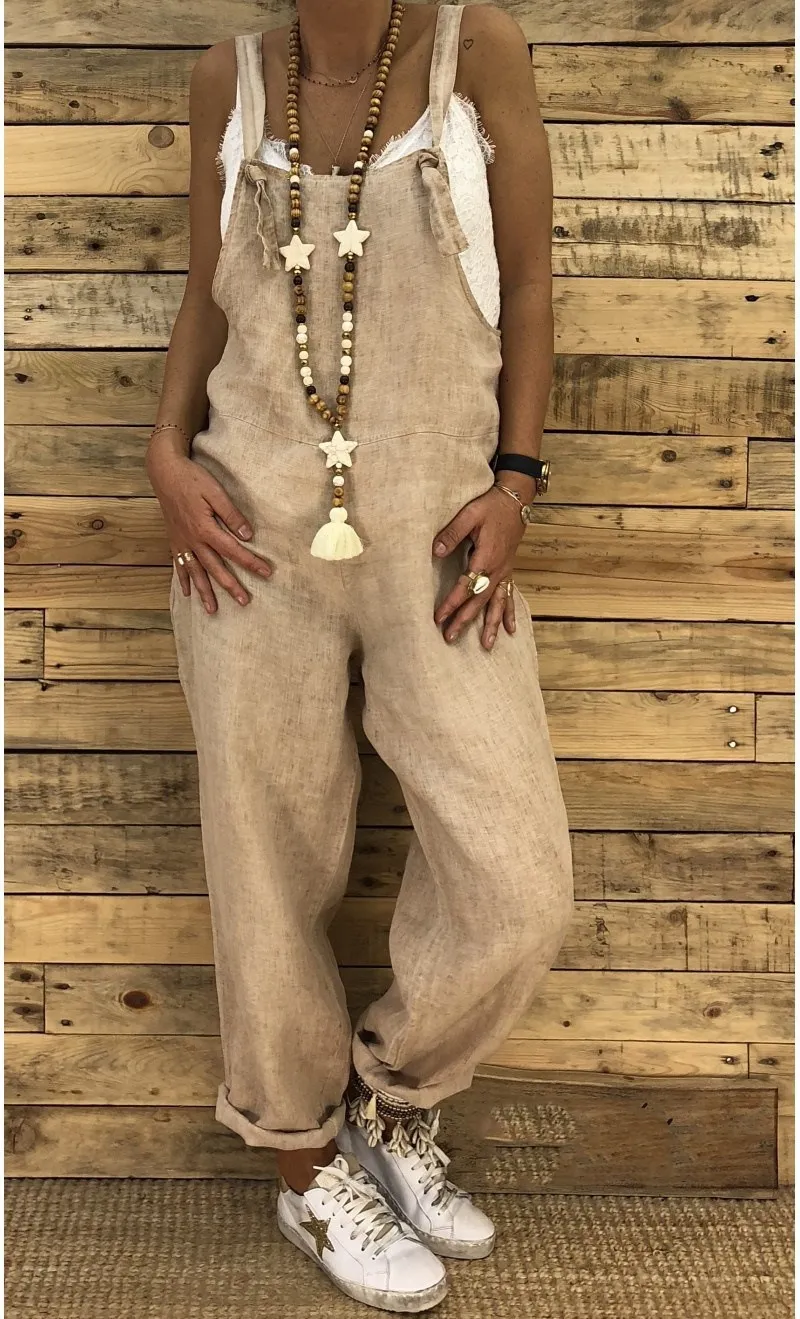 Loose casual plus size fall / winter jumpsuit - Khaki