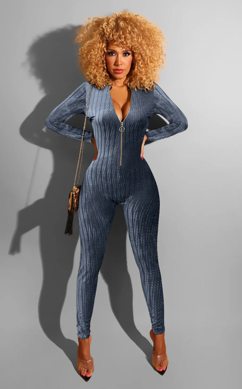 Front and back sexy cutout nightclub outfits - Blue