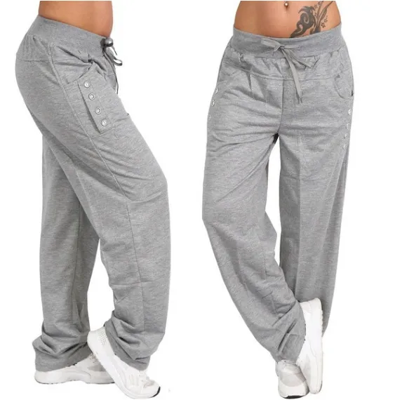Casual Loose Straight Trousers Grey - Shop at LoveMi