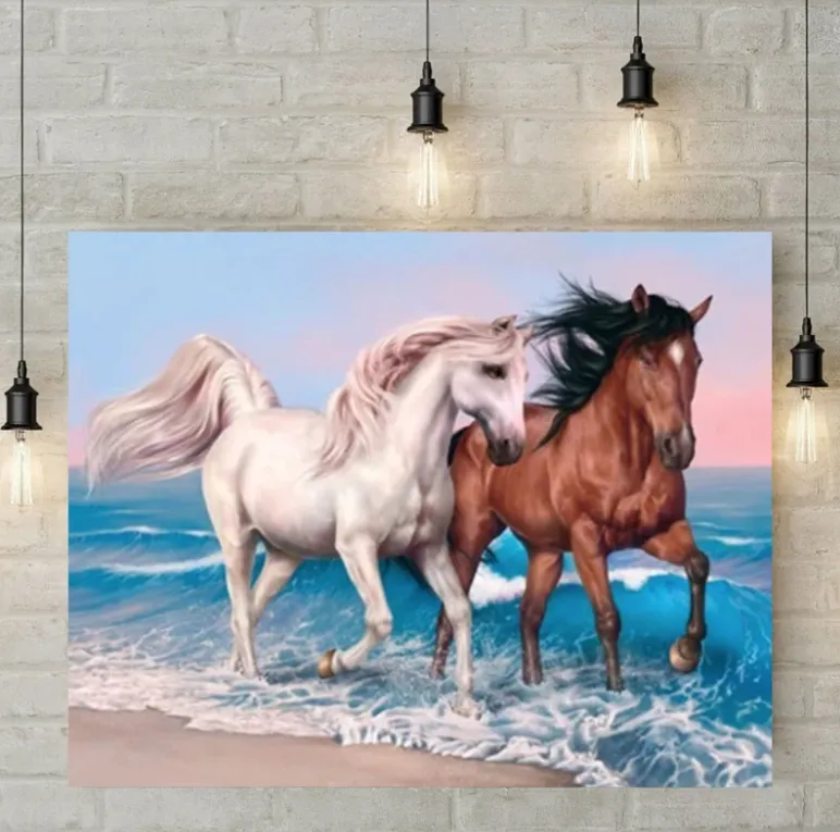 Horse Diamond Painting by the Sea - 20X25Cm
