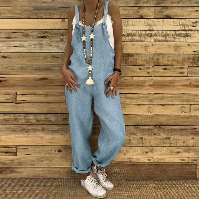 Loose casual plus size fall / winter jumpsuit Sky Blue - Shop at LoveMi