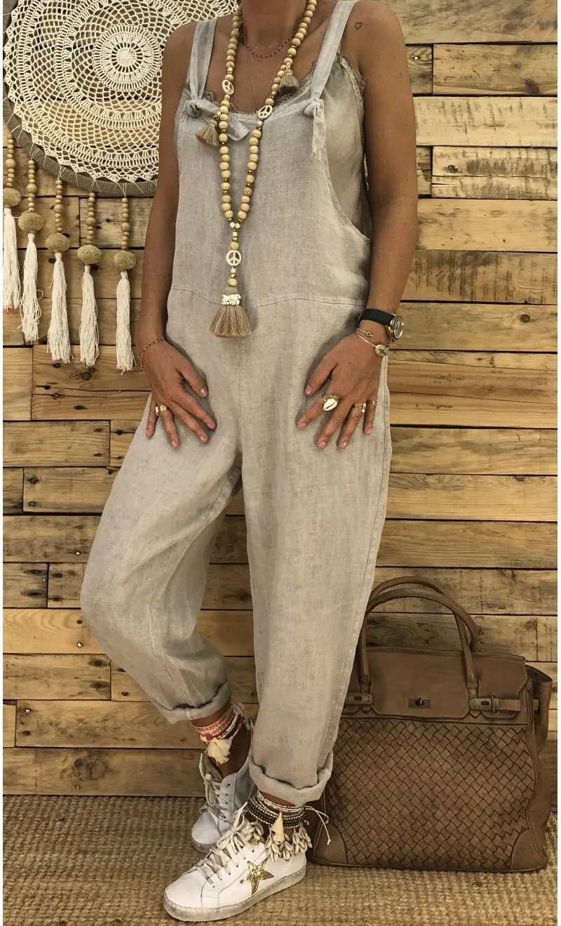 Loose casual plus size fall / winter jumpsuit - Grey